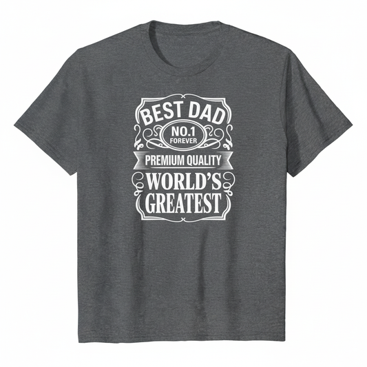 Vintage label Best Dad No.1 Forever World's Greatest design on a gray t-shirt