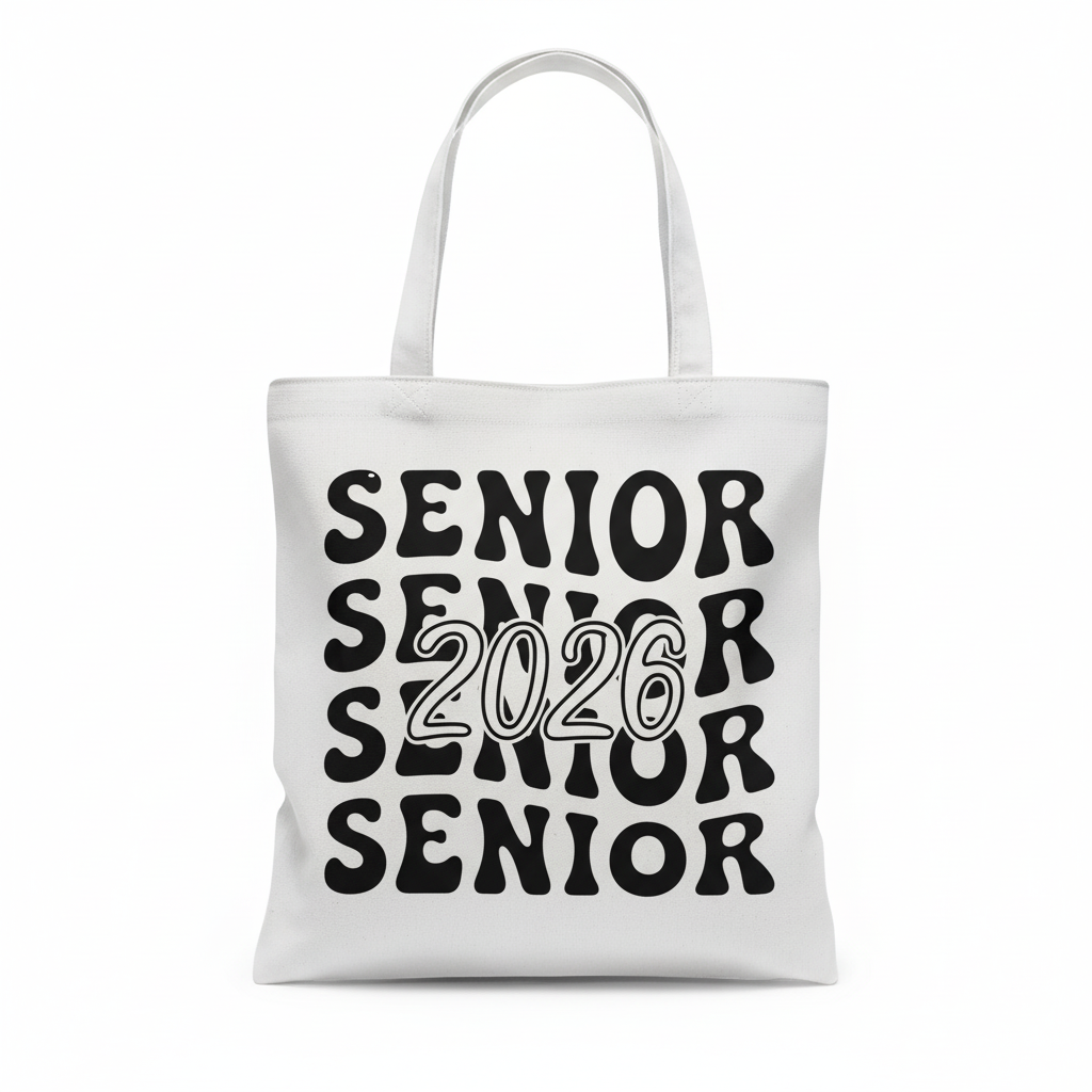 Senior 2026 Wavy Retro Tote Bag