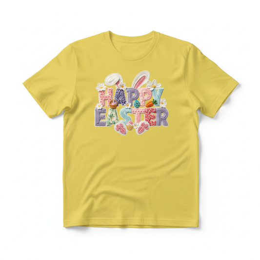 Happy Easter Embroidered T-Shirt Mockup