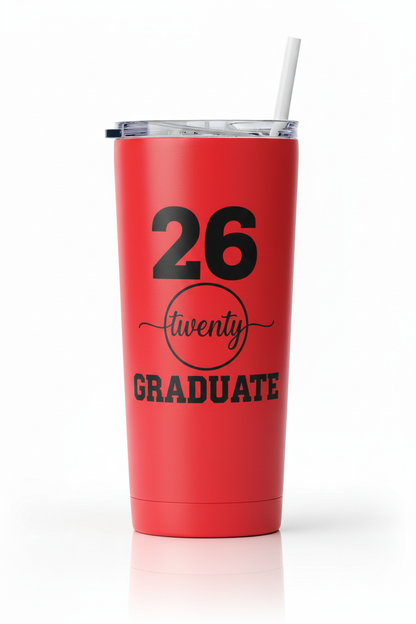 Twenty-Six Graduate Circle Tumbler in red