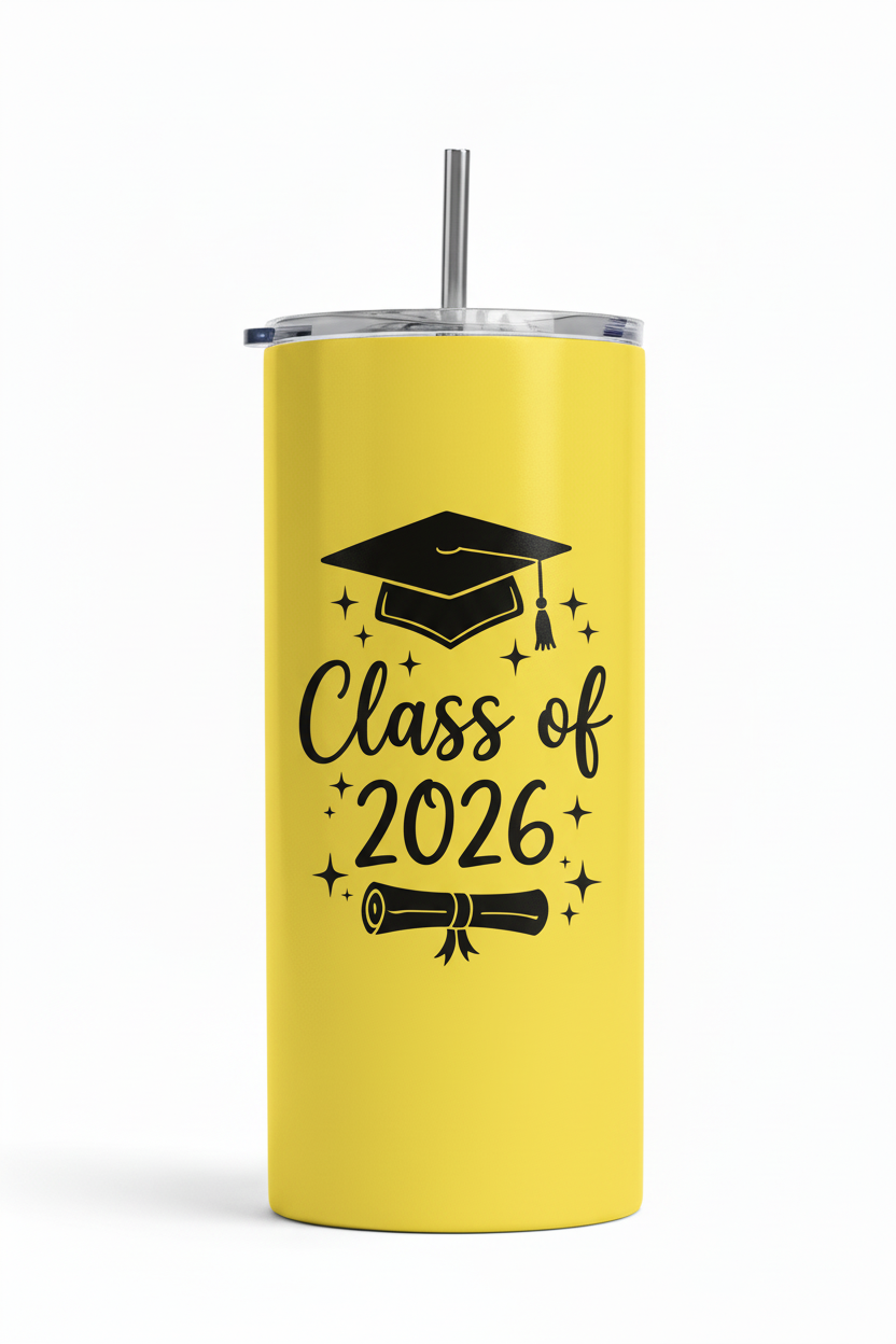 Class of 2026 Sparkle Tumbler in yellow