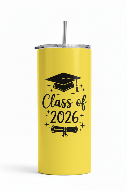 Class of 2026 Sparkle Tumbler in yellow