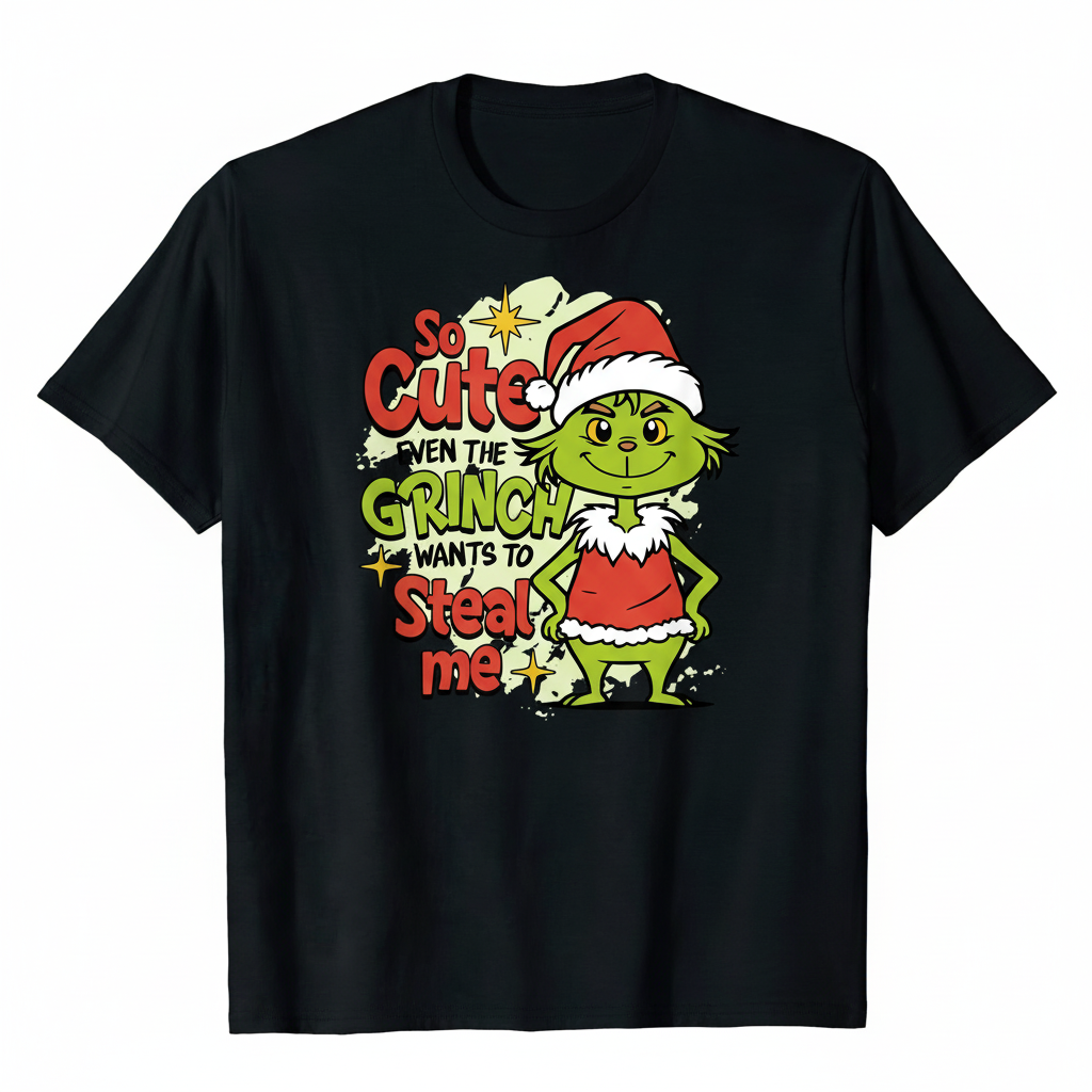 So Cute Even the Grinch Wants to Steal Me design on a black t-shirt