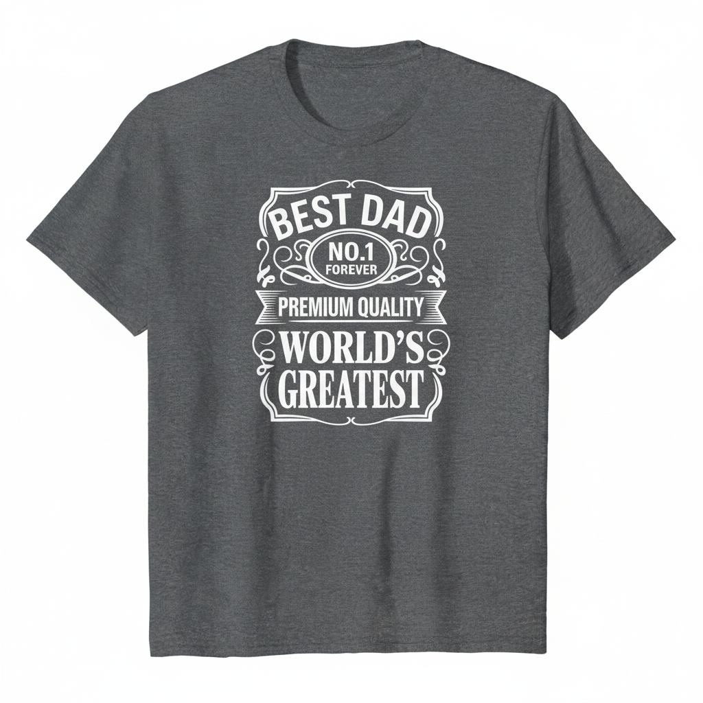Vintage label Best Dad No.1 Forever World's Greatest design on a gray t-shirt