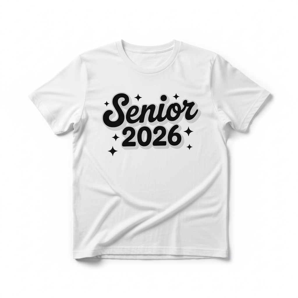 Senior 2026 Retro Shadow White T-Shirt