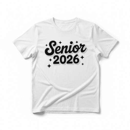 Senior 2026 Retro Shadow White T-Shirt