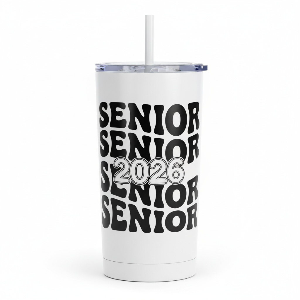 Senior 2026 Tumbler - Wavy Retro Design