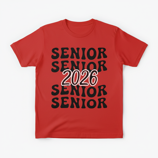 Senior 2026 Wavy Retro Red T-Shirt